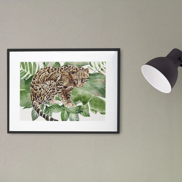 Watercolor Wall Art Wild Cat Ocelot Portrait Print Poster Unframed - Picture 9 of 17